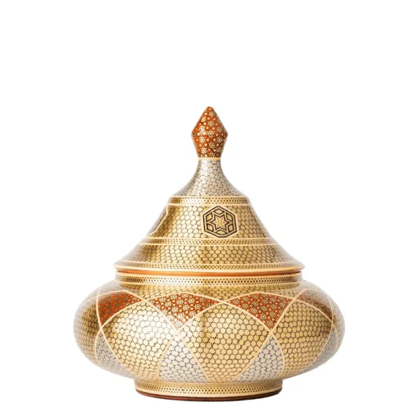 حاوية على شكل طبق طائر مزخرفة بخاتمكاري فاخرة