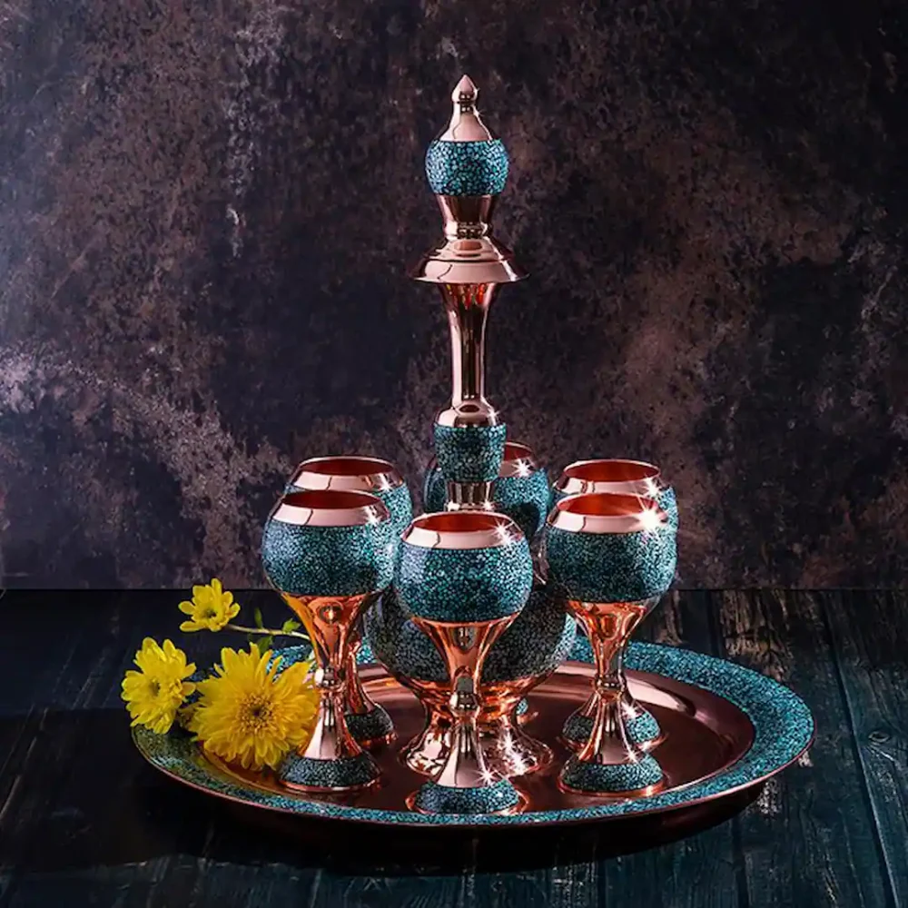⁦طقم شربات مرصع بالفيروز⁩ - الصورة ⁦3⁩